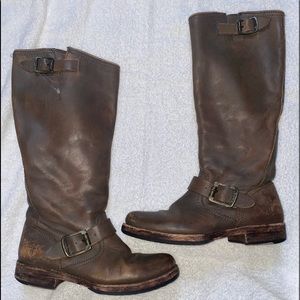 “FRYE” Leather Mid-Calf Moto Boots